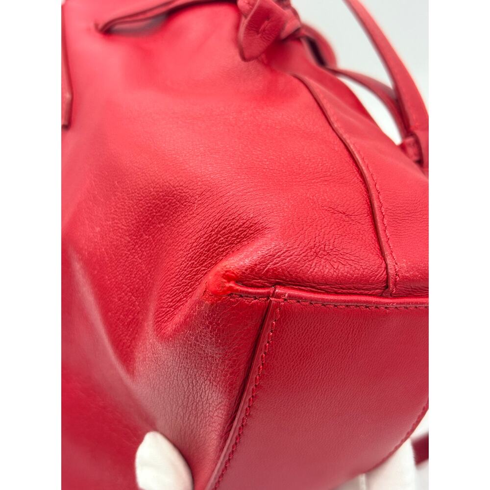 Authentic Jimmy Choo Barra Bucket/Tote | Red Nappa Leather - Picture 12 of 16